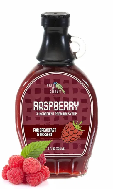 Green Jay Gourmet Raspberry Syrup - 3 Ingredient Premium Breakfast Syrup with...