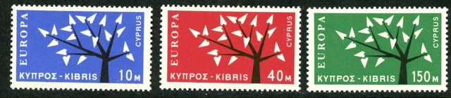 Cyprus 1962 1963 Europa Scott #219-221, SG 224-226 Mint NH Cat value $76.25
