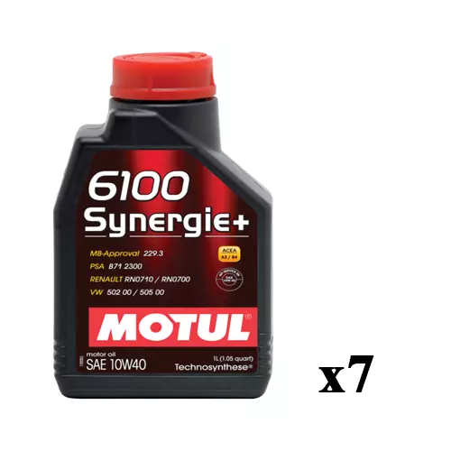 7 Litres Lt Huile Du Moteur de Voiture MOTUL 6100 Synergie + 10W40 Acea A3 B4