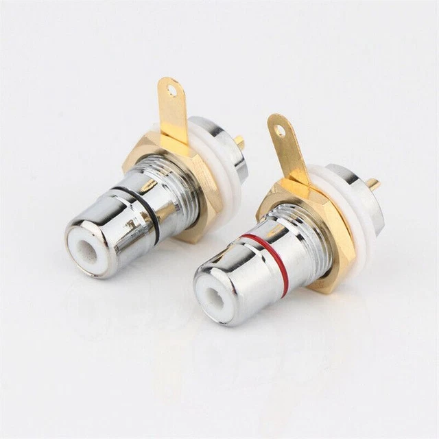 2pcs Rhodium Plated RCA Socket Chassis Panel RCA Jack Female Connector
