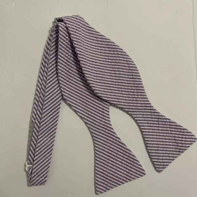 Hand Made Self Tie Adjustable Bow Tie Lavender Seersucker Spring Dapper Classic