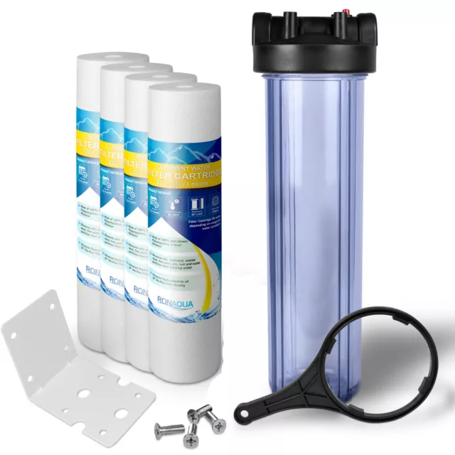 High Capacity Transparent Whole House Water Filter System with Sediment Filter