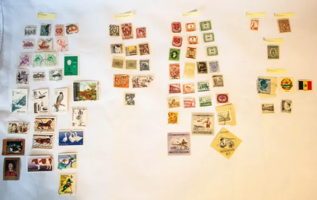 Lot of 74 Stamps from East Europe Poland Hungary Bulgaria Russia Romania Ukraine