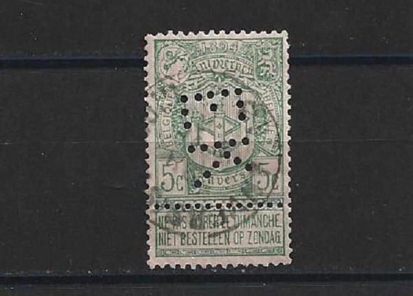 BELGIQUE - 1 timbre oblitéré et perforé de 1894 Exposition Universelle d'Anvers