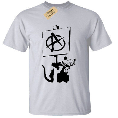 BANKSY ANARCHY RAT Mens T-Shirt tee cool street art graffiti hipster anarchist