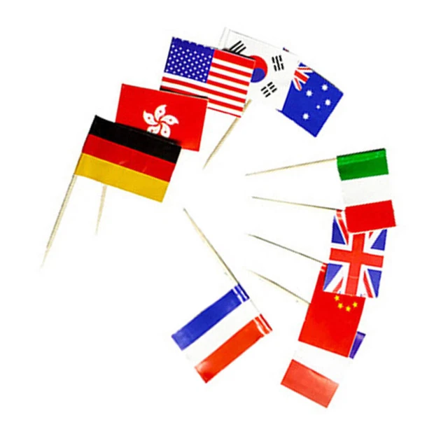 100 piezas palillos de bandera nacional para pasteles decoraciones palo de bandera país