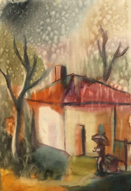 TABLEAU ANCIEN AQUARELLE paysage urbain signé EUR 75,97 - PicClick FR