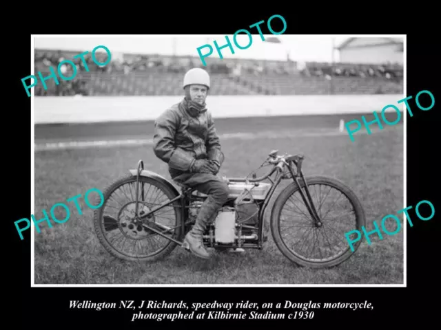 8x6 HISTORIC PHOTO OF WELLINGTON NZ DOUGLAS SPEEDWAY MOTORCYCLE c1930 KILBIRNIE