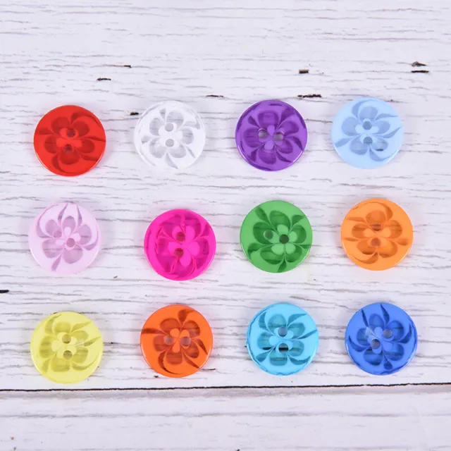 100PCS 14MM Flowers Shape Resin Buttons Coat Sewing Clothes Decoration Butt`YB