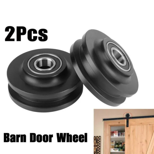 2 X Sliding Barn Door Hardware Rollers Door Pulley Wheels Hanging Rail Roller