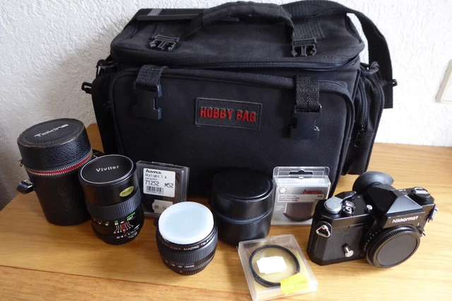 Nikon Kamera  Nikkormat  FT N  mit Wechselobjektiven, Filter + Umhängetasche