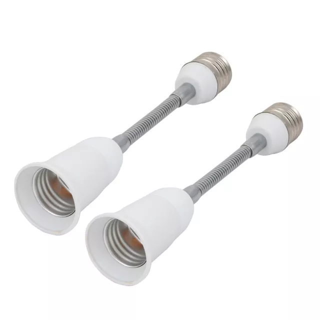 2pcs E27 to E27 Light Lamp Bulb All Direction Extender Adapter White 10cm Length