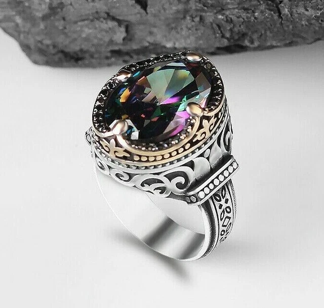 Bague pour homme mystique Bague pour homme faite à la main en argent...