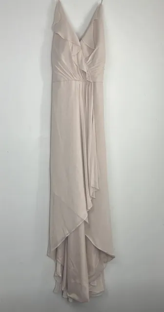 Jenny Packham V Neck Ruffle Chiffon Size 16 Gown Bridesmaid Dress Cameo JP1006