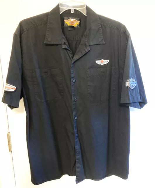 Harley Davidson 100th Anniversary Black Button Shirt size Large