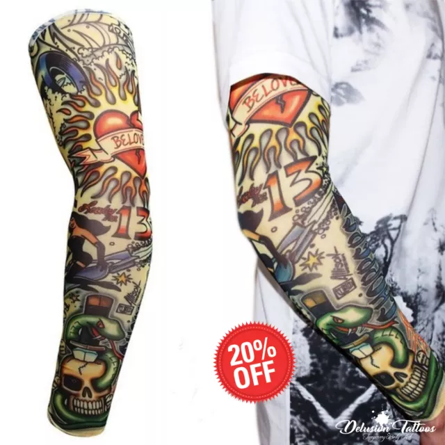 Full Sleeve Realistic Temporary Tattoo Nylon Stocking Arm Warmer