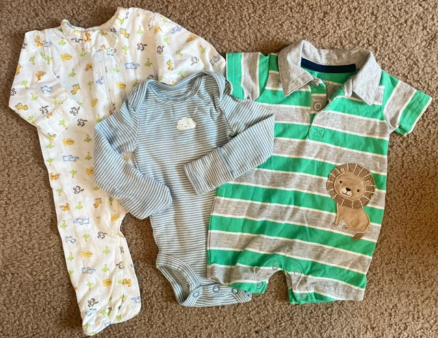 Newborn Baby Boy Set Romper Sleeper Long Sleeve Mitten Bodysuit Carters Gerber 3
