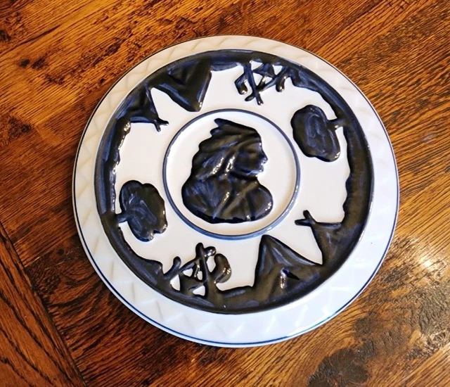 Vintage Old Sleepy Eye Trivet Blue White Western Decor Indian Tee Pee Campfire