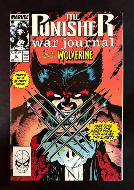 PUNISHER: WAR JOURNAL #6 Signed By Jim Lee & Writer Carl Potts VS WOLVERINE 1989