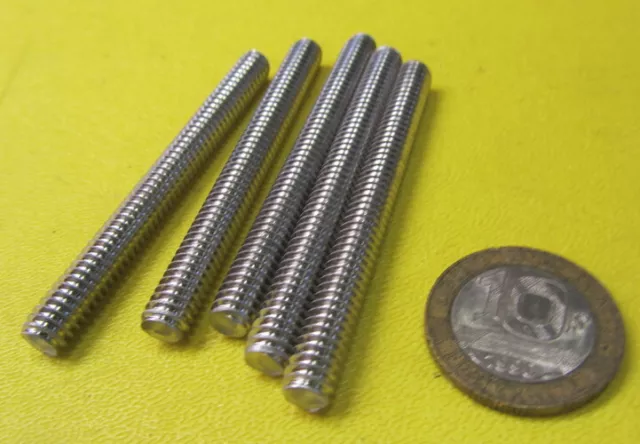 18-8 Stainless Steel Threaded Studs, RH, 1/4"-20 x 2 1/2" Length, Pkg of 20 Pcs