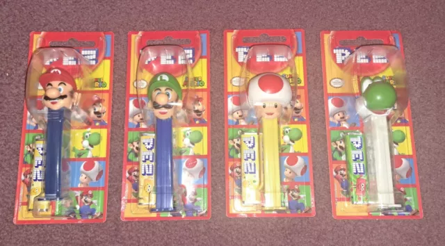 lot 4 PEZ mario luigi toad yoshi NINTENDO bonbons