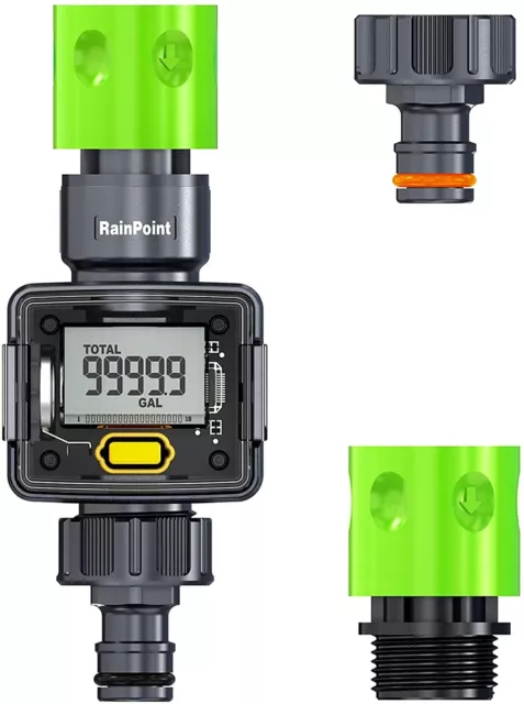 Digital Water Flow Meter Measure Gallon Liter Consumption W/Quick Connectors