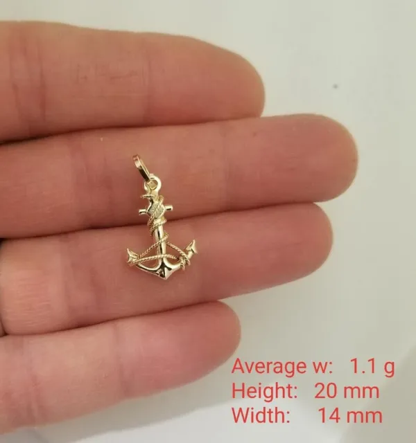 14k Real Yellow Gold Anchor Ancla Charm Pendant.