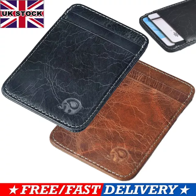 Unisex Slim Leather Wallet Card Holder Front Pocket Wallet Credit ID Pocket Thin