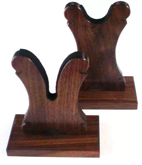 Walnut Wood Gun Rack Stand - Rifle Shotgun Lever Universal Table Display