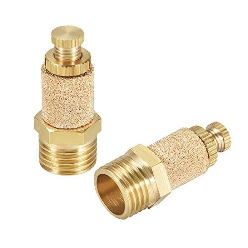 uxcell Sintered Bronze Exhaust Muffler Top Adjustable 1/4 NPT - Brass Body Pn...