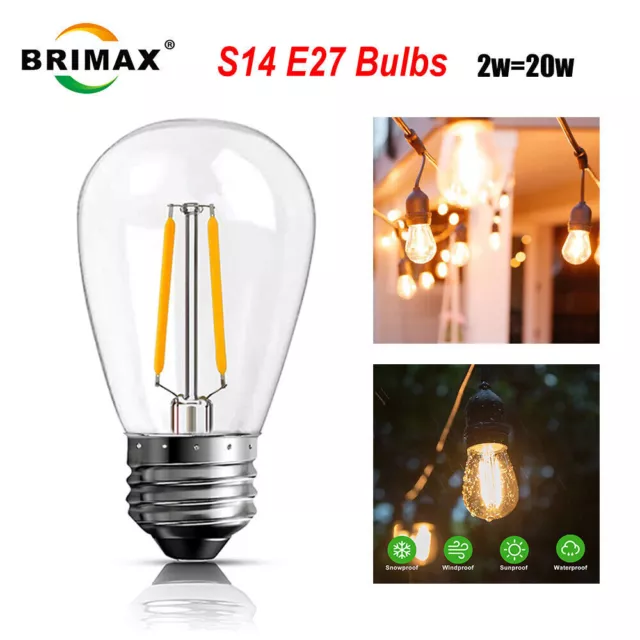 E27 Screw LED Bulb 2W (20W) Globe Light Bulbs 2700K Warm White For String Lights