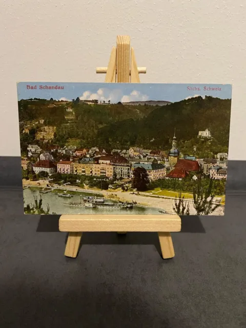 Vintage Postkarte Bad Schandau, Sächs. Schweiz, Zeichnung, Stadt, Gemälde, 1926