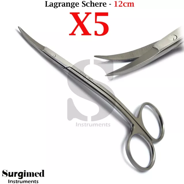 5er Set chirurgisch OP Micro Gewebe LaGrange Schere Gebogen Zahnfleisch Scissors