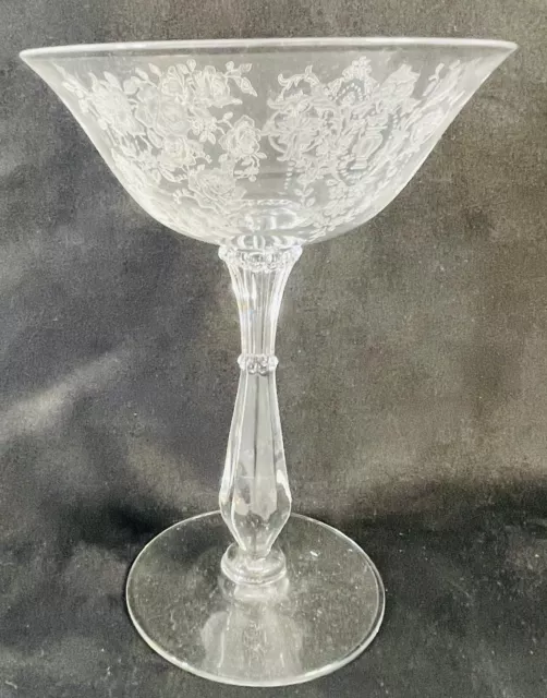CAMBRIDGE Glass Rosepoint Rose Point tall sherbet saucer champagne martini 3121