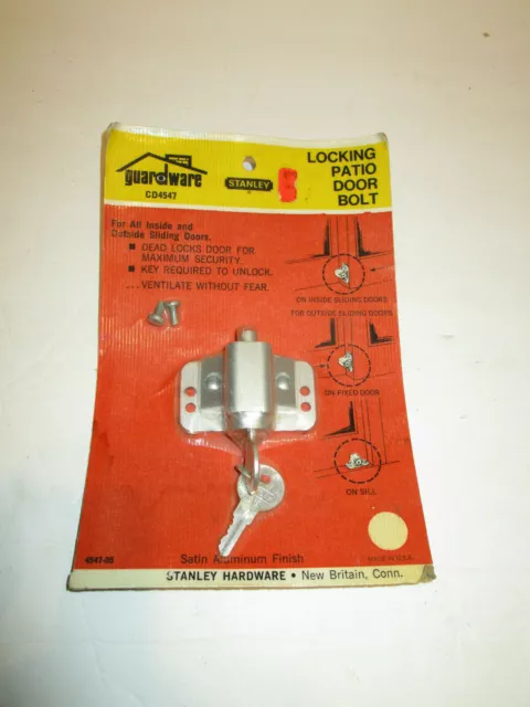 Vintage Stanley Keyed Locking Patio   Door Bolt. New in Sealed Package