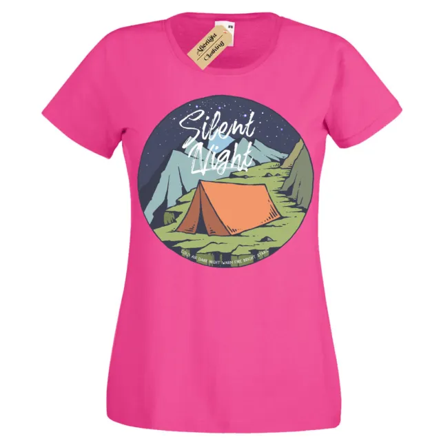 SIlent Night T-Shirt camp tent camping Womens Ladies