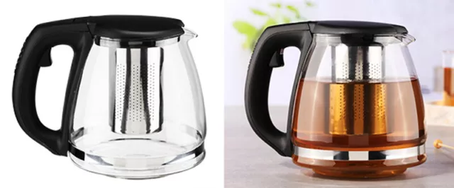 Teekanne Kaffeekanne Glaskanne Kanne Glas mit Filtereinsatz aus Edelstahl 1,2L