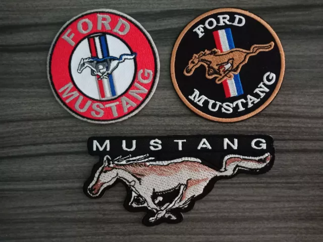 3 Style FORD MUSTANG Patch Racing Car Embroidered Iron or Sew on Shirt Jeans Hat