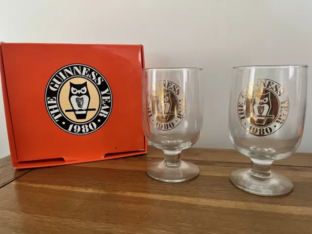 The Guinness Year 1980 Two Goblets  In Original Box