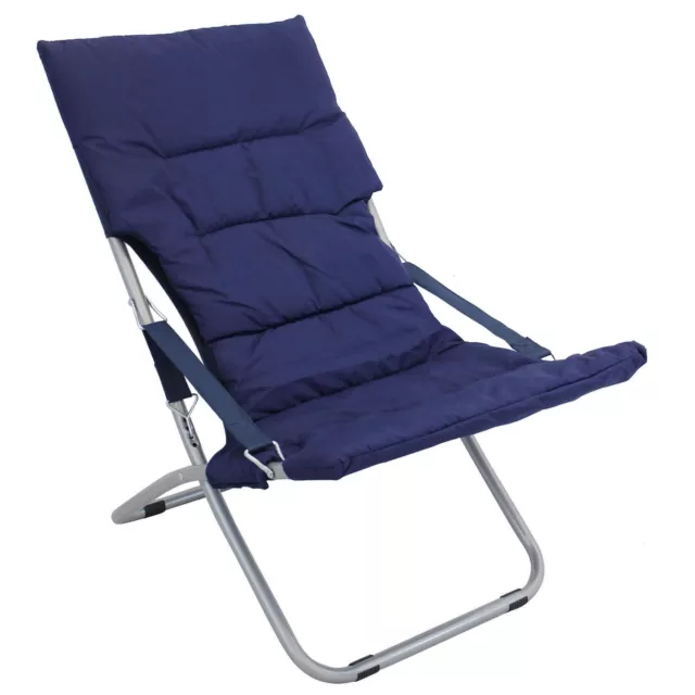 Tumbona Silla Relax Plegable De Exterior Playa Camping Acero Tejido Azul