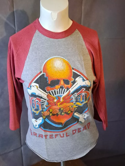 Vintage Grateful Dead 1980 Reckoning Skull Rose Raglan T Shirt Small