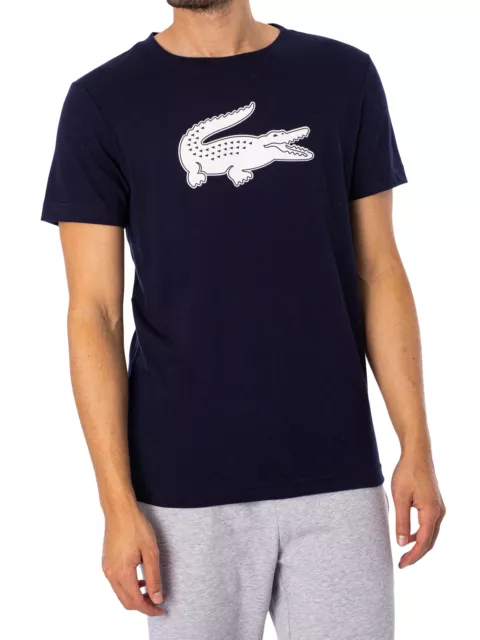 Lacoste de los hombres Camiseta deportiva con estampado de cocodrilo en 3D, Azul