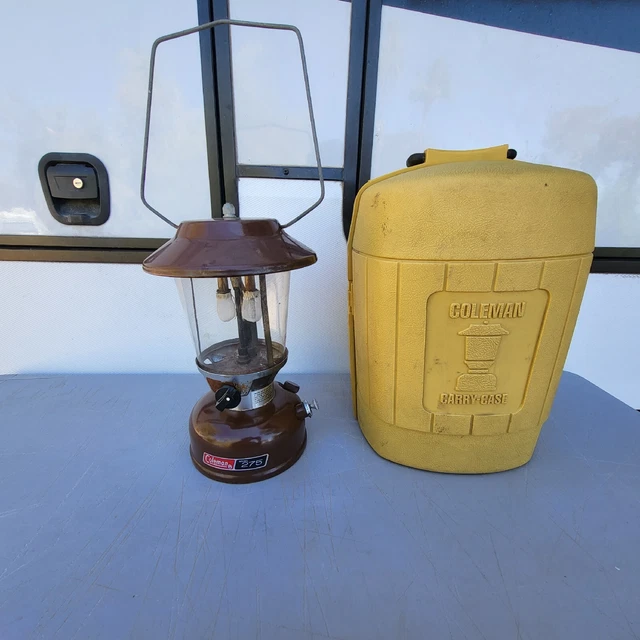 Vintage 1976 Coleman Model 275 Brown Hat Camping Survival Double Mantel Lantern