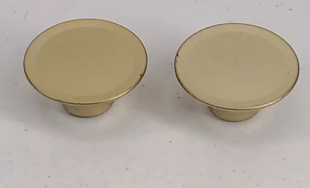 Vintage Lot of 2 Drawer Pull Knobs Concave Handles Cabinet Door Cupboard Gold
