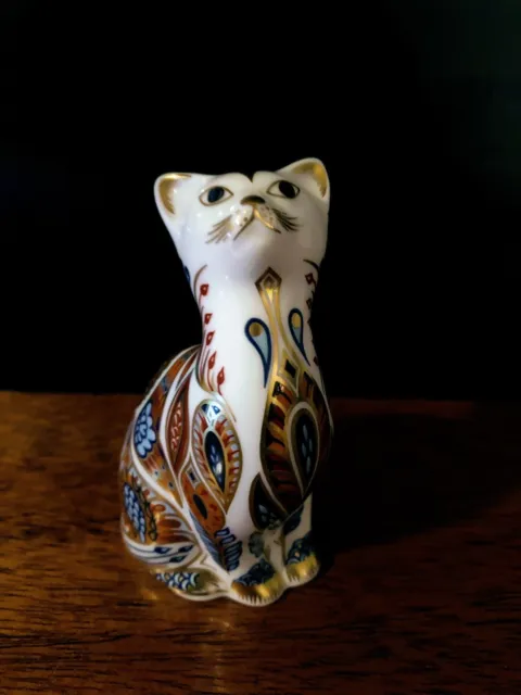 Vintage Royal Crown Derby￼ Imari Siamese Kitten With Box, Mint Condition