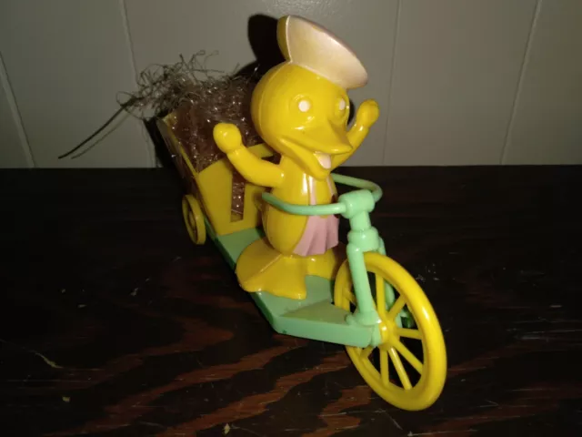 HTF 1950's Vintage Rosbro Rosen Easter Duck Riding Bicycle Cart Candy Container