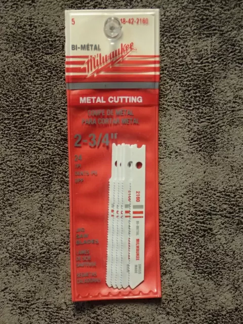(5-pk) 48-42-2160 Milwaukee 24-TPI 2-3/4"  Bi-Metal Jig Saw Blades (BN109)