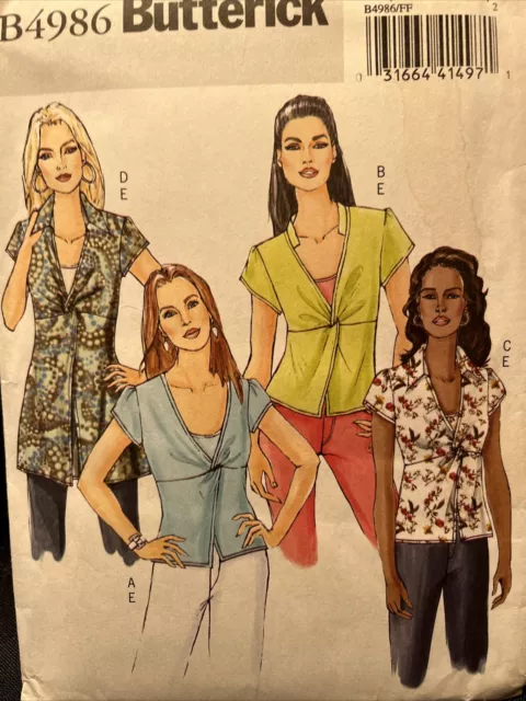 Uncut Butterick Sewing Pattern B4986 - Misses Top and Camisole - Size 16 -22 New