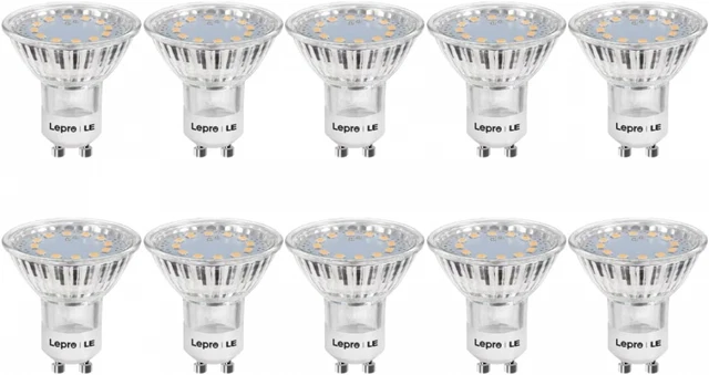 10x LE GU10 LED Bulbs, Warm White 2700K Light 3W Energy Saving GU10 Bulbs, 210lm