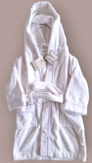 John Lewis Unisex Hooded Towel Robe 12-18M - White BNWT